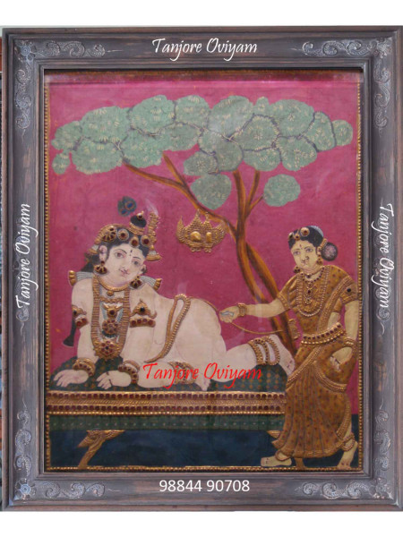 Yashodha and Krishna antique Tanjore painting